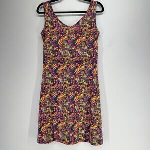 Title Nine Breeze Fit Flare Dress Womens Small Orange Geometric Print Sleeveless